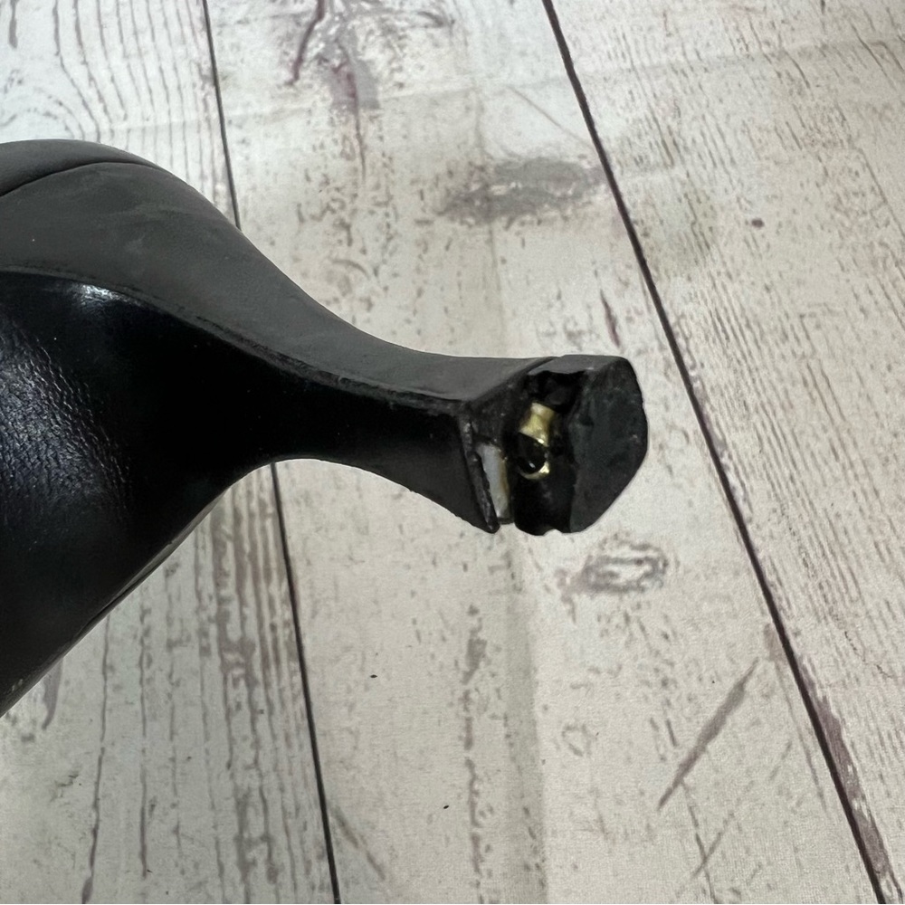 Stuart Weitzman Vintage Heels Black Gold Cap Toe Size 9 SS Narrow Leather READ - Picture 10 of 16